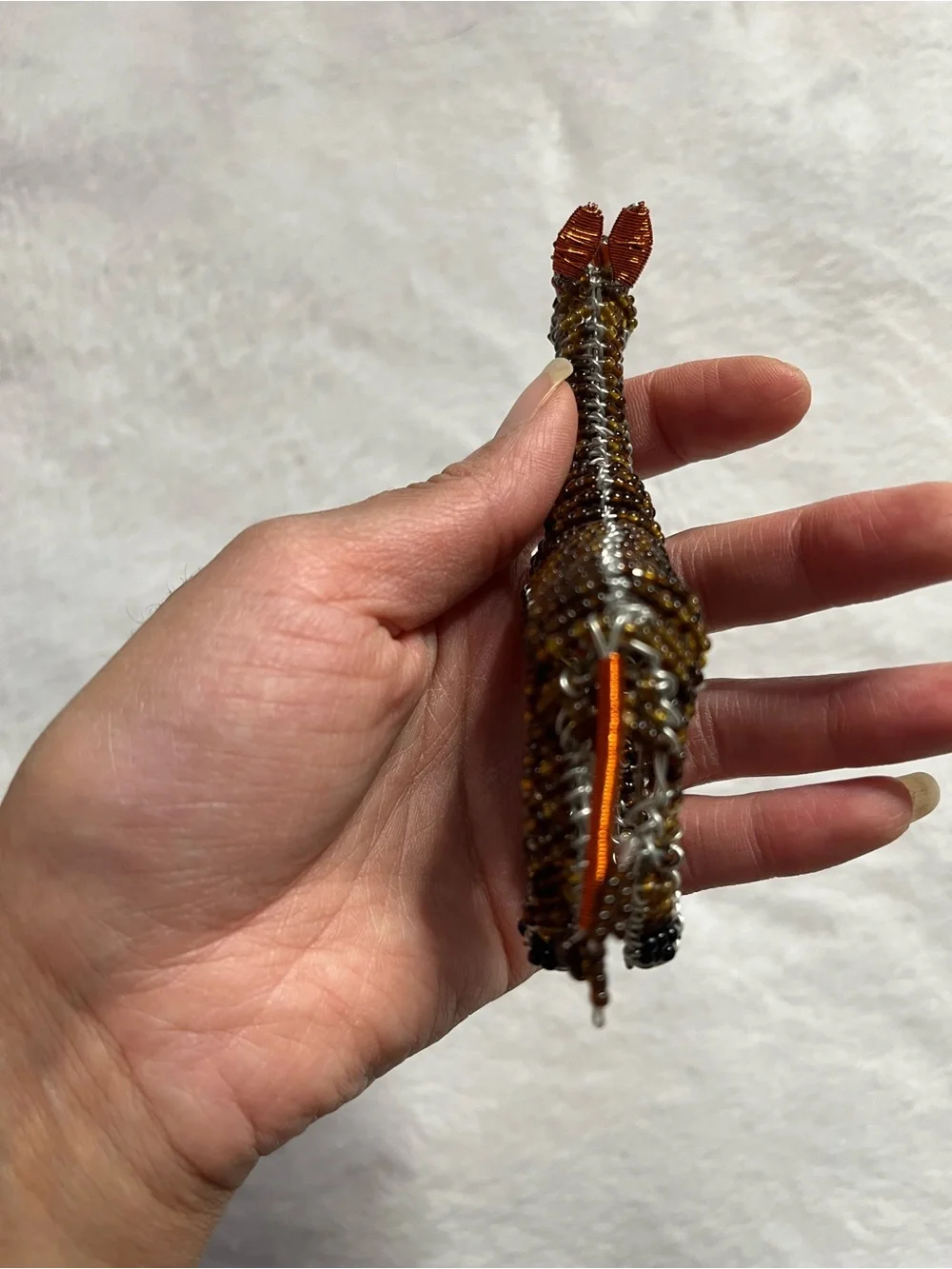 Giraffe small Beaded figure knick knack Giraffe Figurine - Brown & Copper